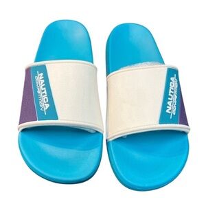 Nautica Competition Blue and White Slides sz various